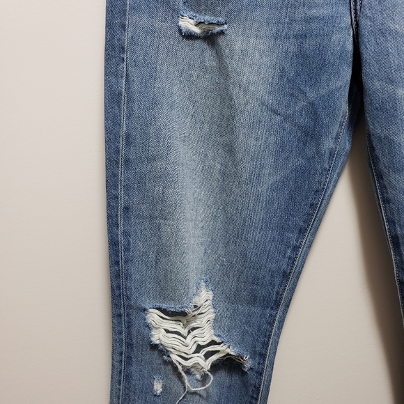 Hidden Distressed Frayed Holes Cropped Ankle Denim Blue Jeans Women S-26 NWT - Picture 3 of 11
